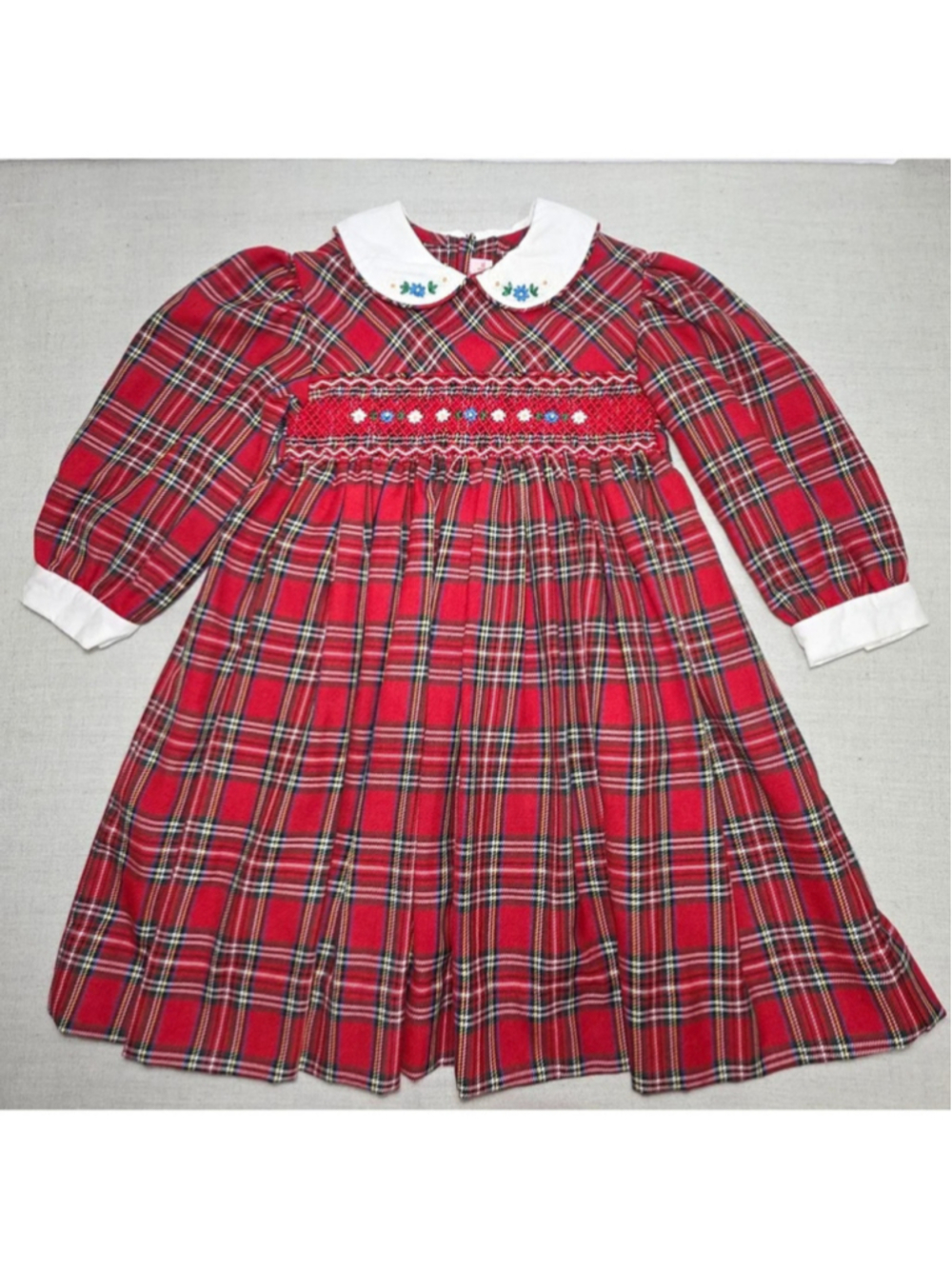 Vintage House of Hatten Girls 4T Christmas Holiday Smocked Plaid Dress